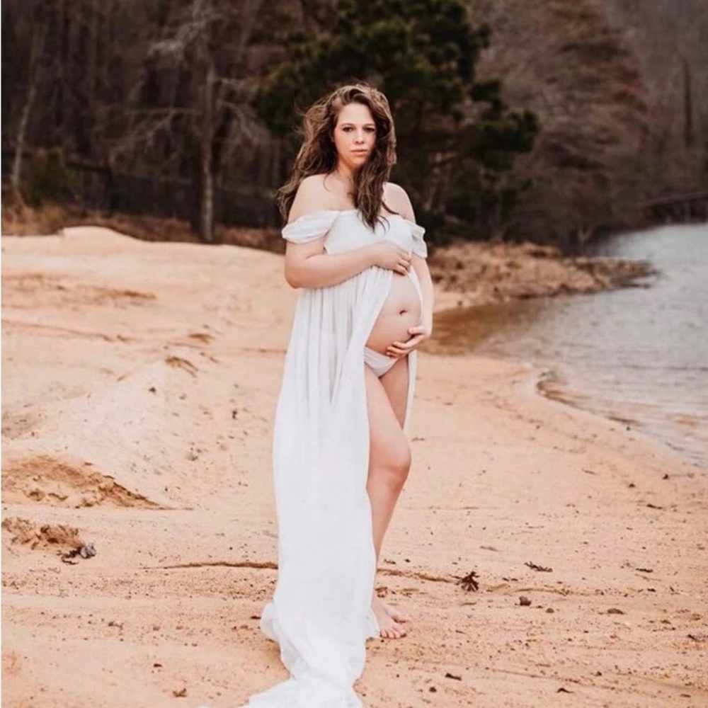 Maternity Photo Shoot off the shoulder party formal evening holiday dress - Picture 6 of 9